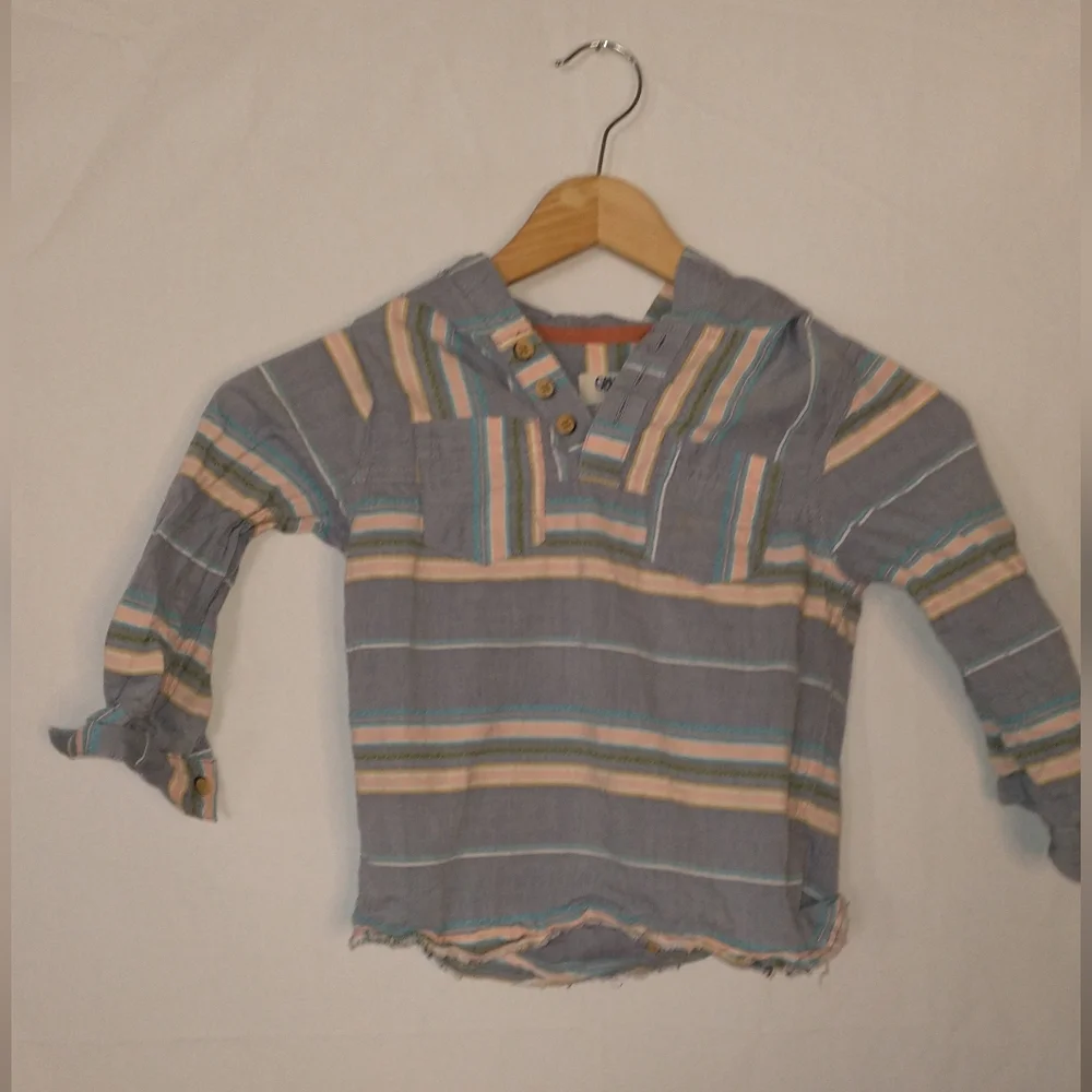 OshKosh B'Gosh Boys 4T Striped Beach Summer Pullover Pancho Hoodie